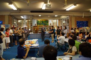 Korean student teachers at Homebush Public School - having luncheon