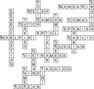 Senior crossword puzzle 'Languages' solved