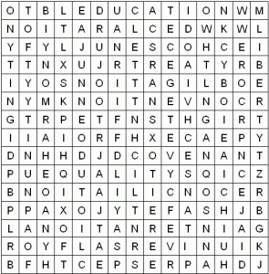 Junior find-a-word puzzle : Human rights