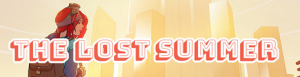 Lost summer banner - girl with backpack